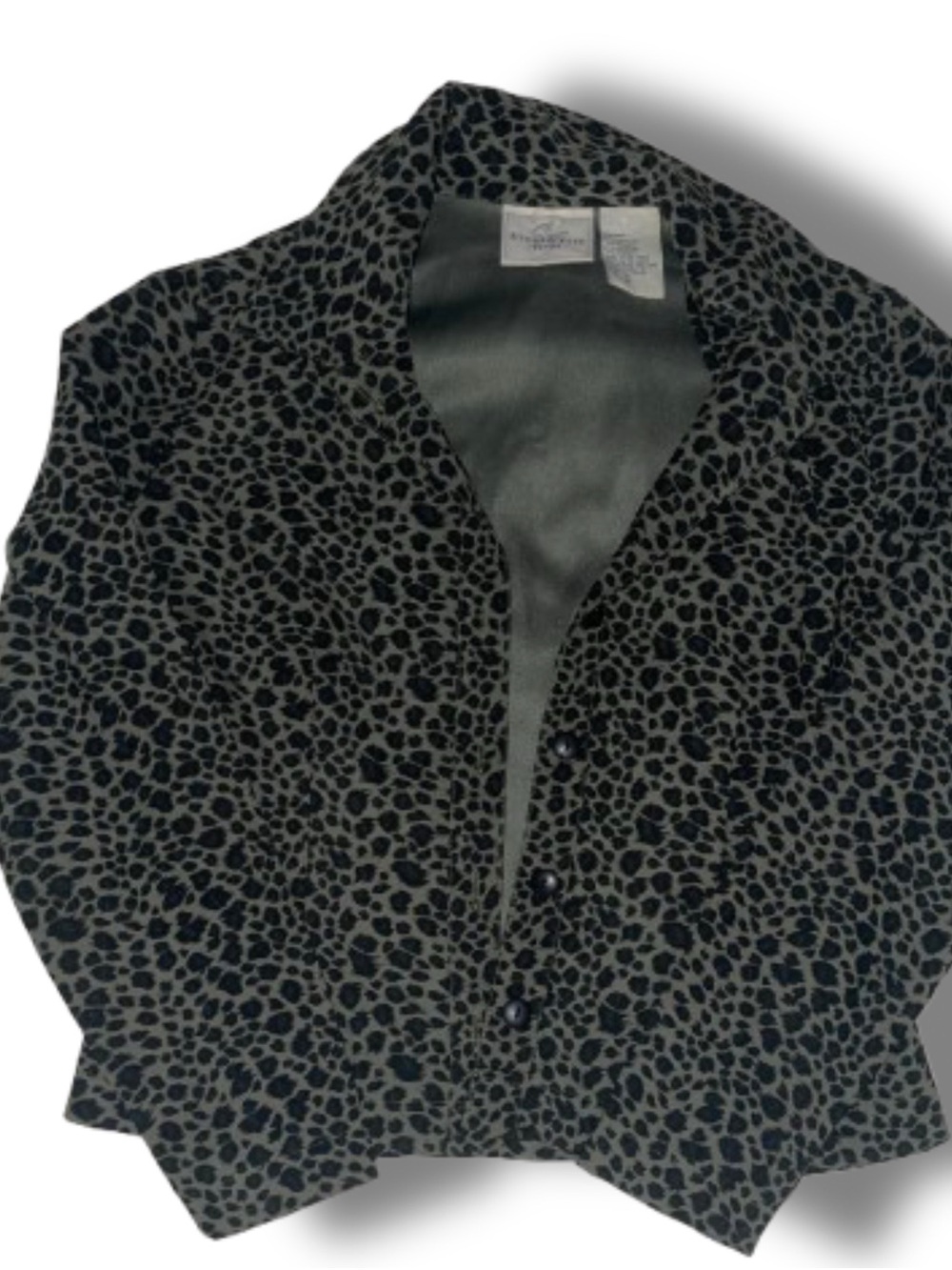 Leopard-Print Button Blazer in Black & Gray